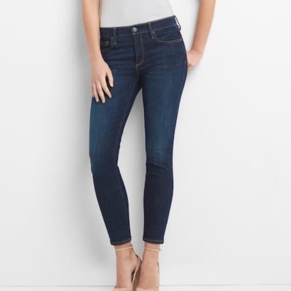 GAP 1969 Authentic True Skinny Ankle Dark Rinse Denim Jeans Size 28R - Picture 1 of 15